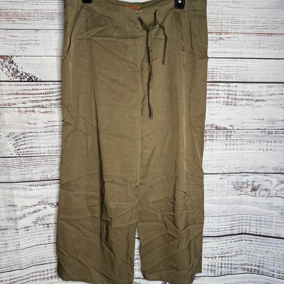 Digbys Brown Cropped Pants Wide Leg Drawstring Waist Italy Fabric 2 - Picture 1 of 5